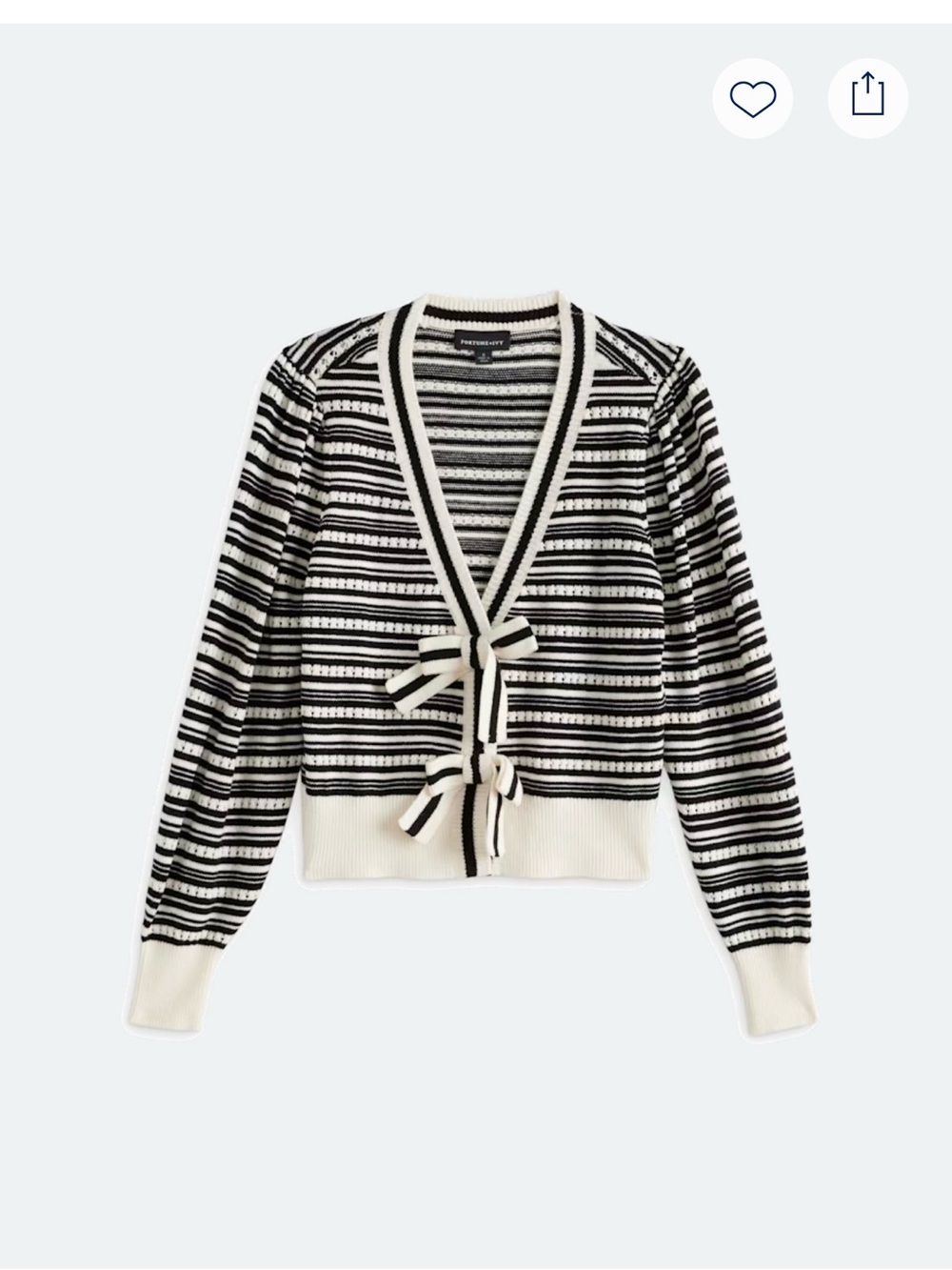 Striped Black & Cream Tie-Front Sweater Cardigan
